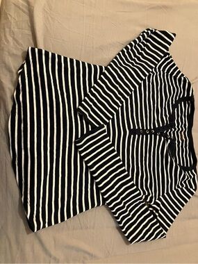 Joe Fresh Black and White Striped Long Sleeve Dress